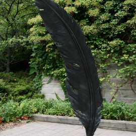 Feather, 1997 by John Greer, Bronze, patinated, Donald Forster Sculpture Park, Guelph, Ontario
