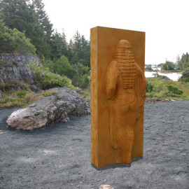 Receding, 2007 by John Greer, Texas Limestone, 7 feet tall / 213cm tall